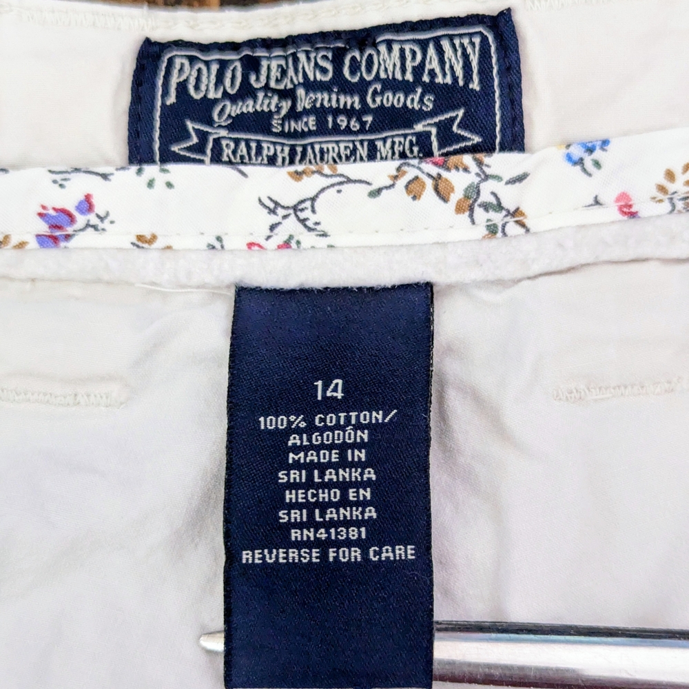 Ralph Lauren Shorts Women’s Size 14 Ivory Classic Chino Mid Rise Cotton Pockets - Picture 3 of 12